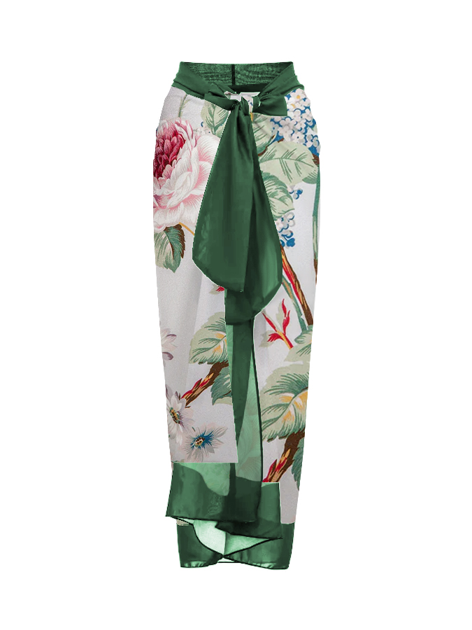 Rose Floral Print Halter One Piece Swimsuit And Cover up