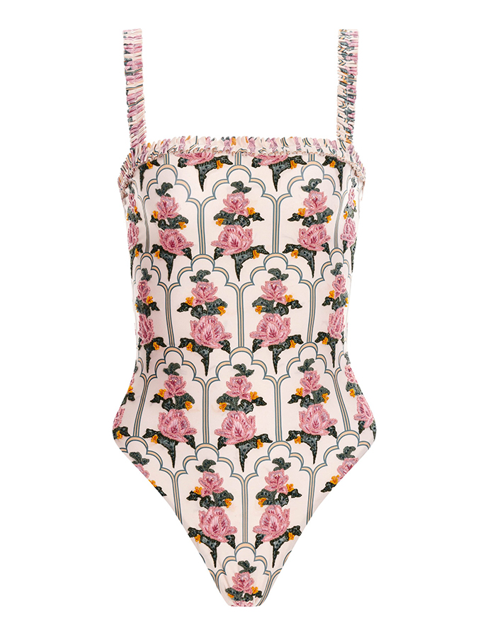 Floral One Piece Swimsuit And Coverup
