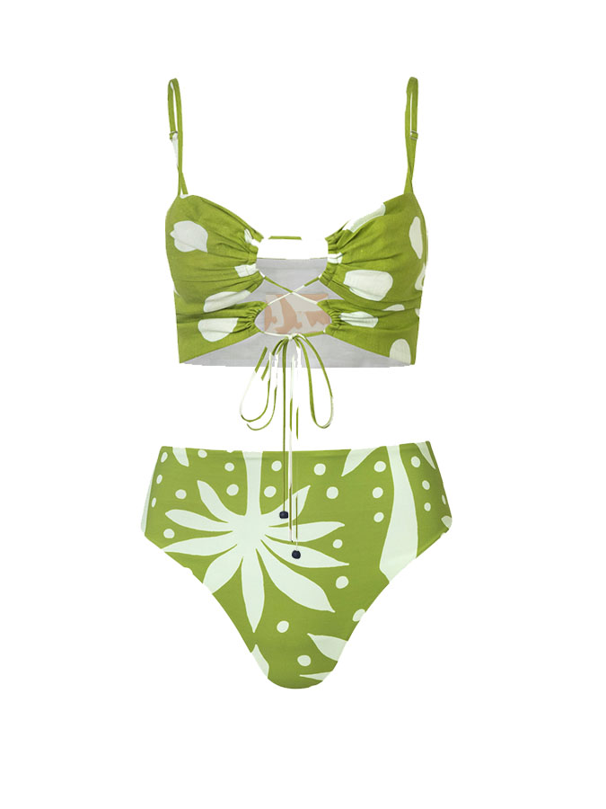 Printed Tie Bikini Swimsuit