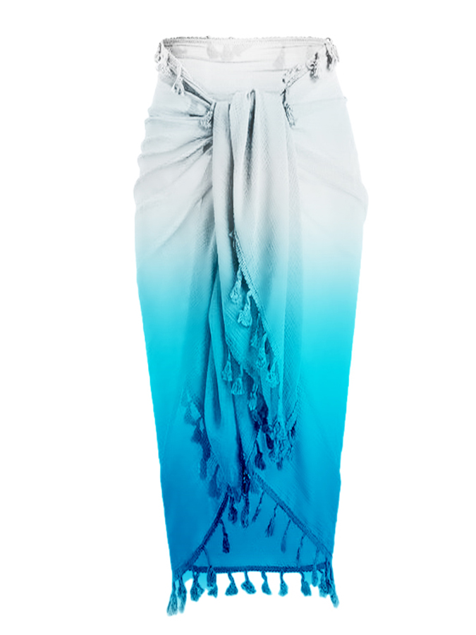 Fashion Colorblock Gradient Print Fringe One Piece Swimsuit Set