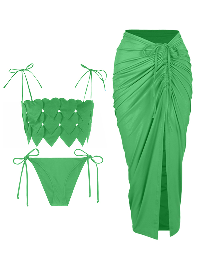 Fashion Solid Color Peach Heart Design Bikini Set