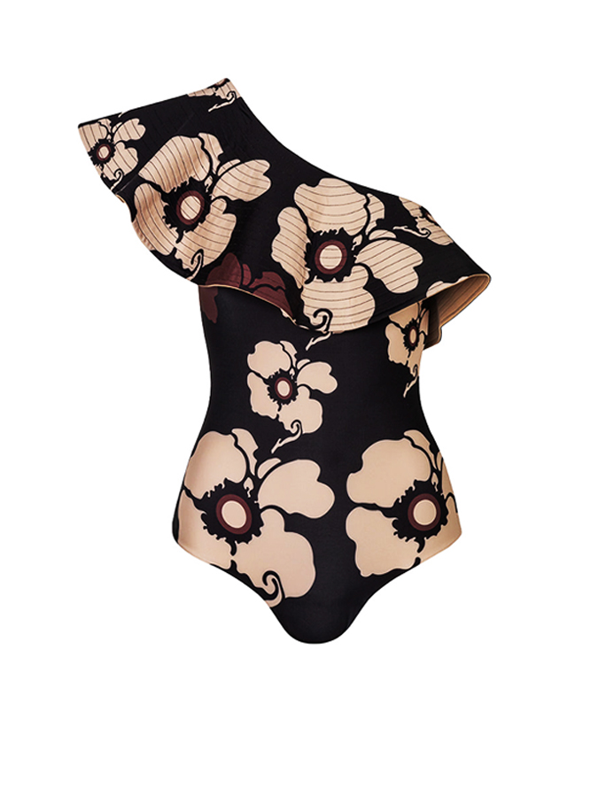 Floral Print One Piece Swimsuit and Cover Up