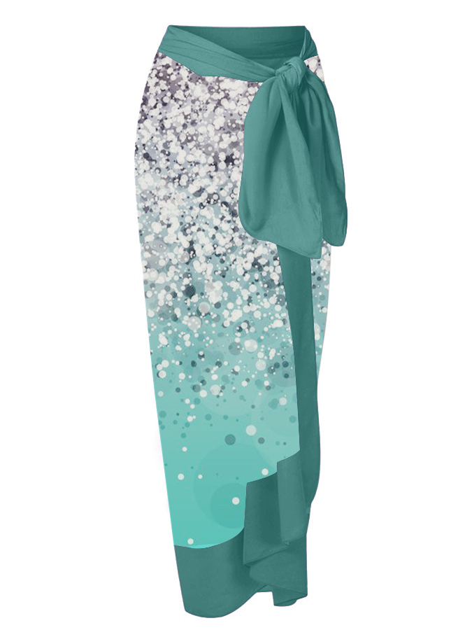 V-neck Gradient Print Swimsuit and Cover-up