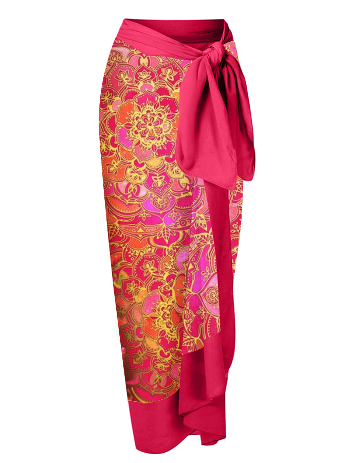 Vintage Print Ruffled V-neck One-piece Swimsuit and Cover-up