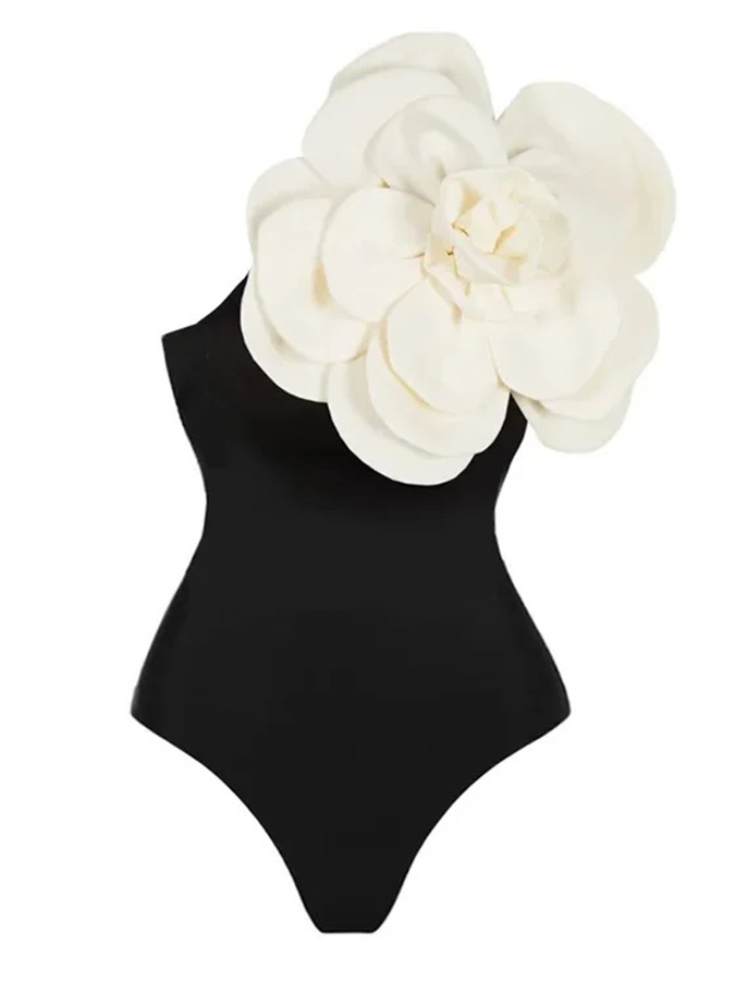 Exaggerated 3D Flower One Piece Swimsuit and Skirt