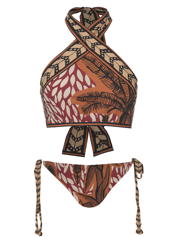 Vintage Print Beach Bikini Set