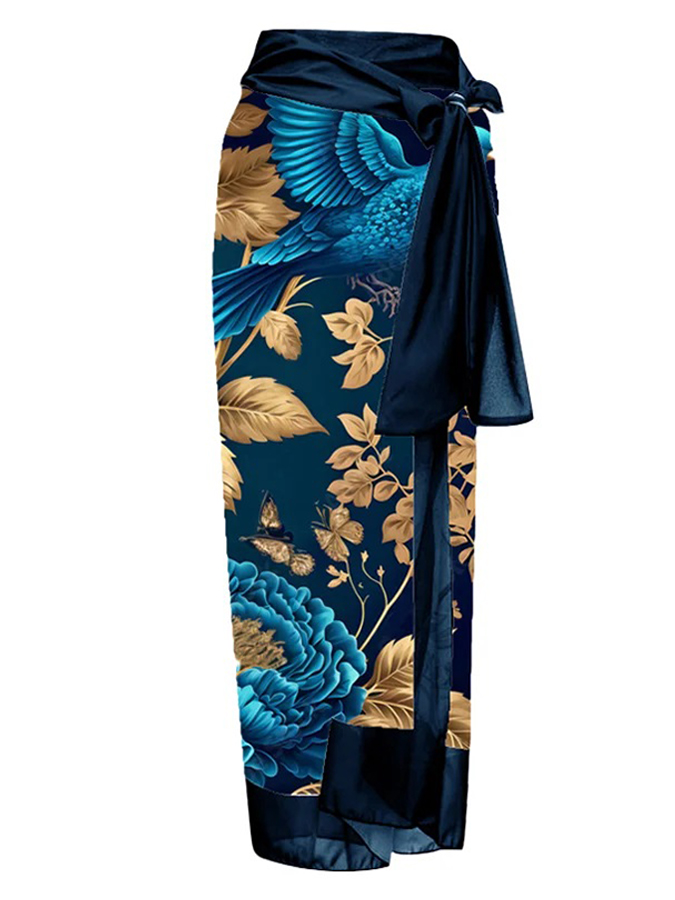 Animal Printed One Piece Swimsuit and Cover Up