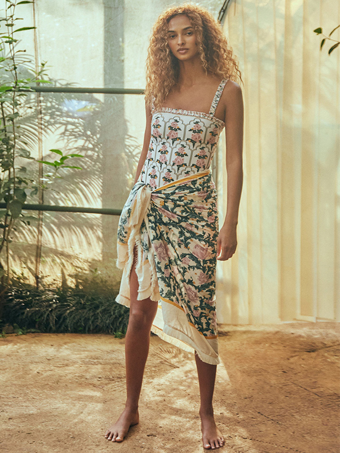 Floral One Piece Swimsuit And Coverup