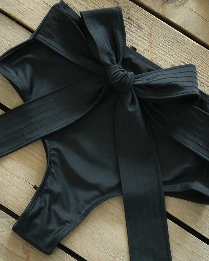 Ruffles Solid High Waist Bikini Set