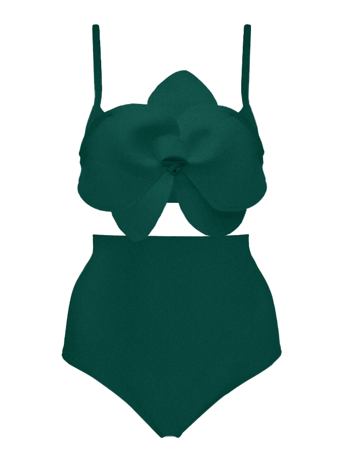 Solid Color Petal Fashion Bikini Swimsuit