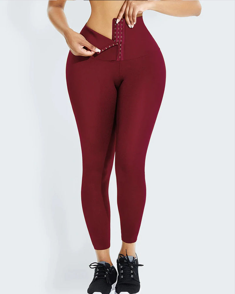 Hooks 3 filas leggings con corsé de fitness de cintura alta