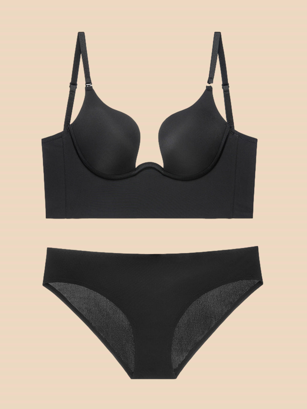 Liftup Low Back Plunge Bra Cleavage-Boosting Light Padding Bra Underwe