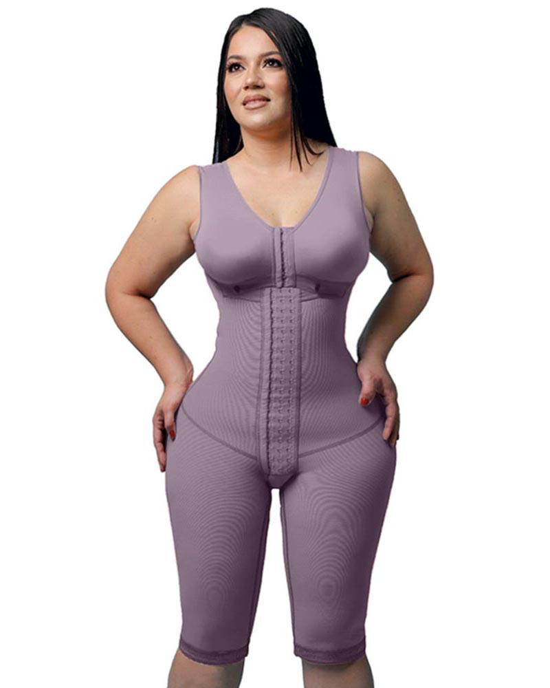 Women's Compression Shapewear Knee-length Girdle With Bra Slimming Bodysuit