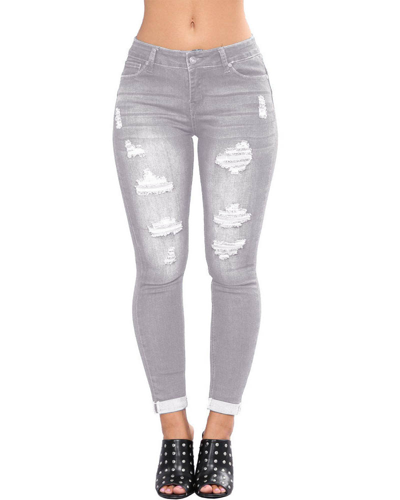 Nalgas slim fit de mujer con agujeros