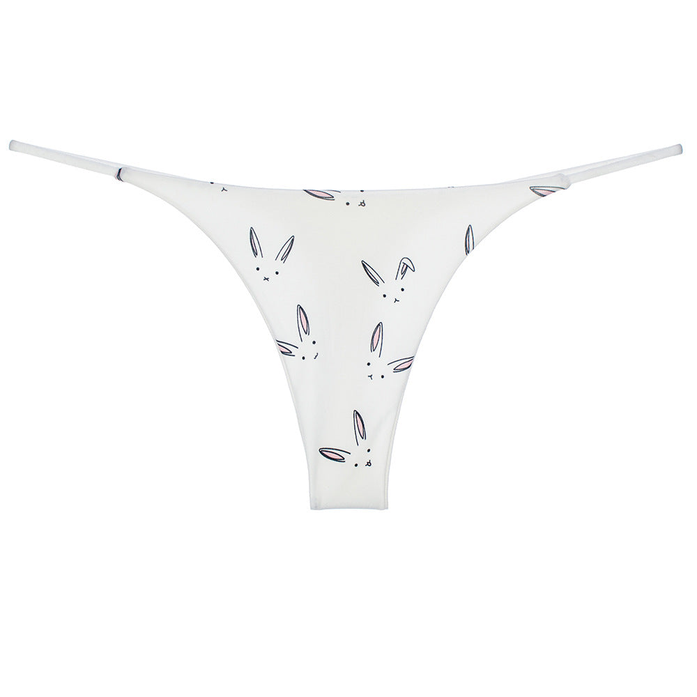 Tanga con espalda en t con estampado de leopardo para mujer