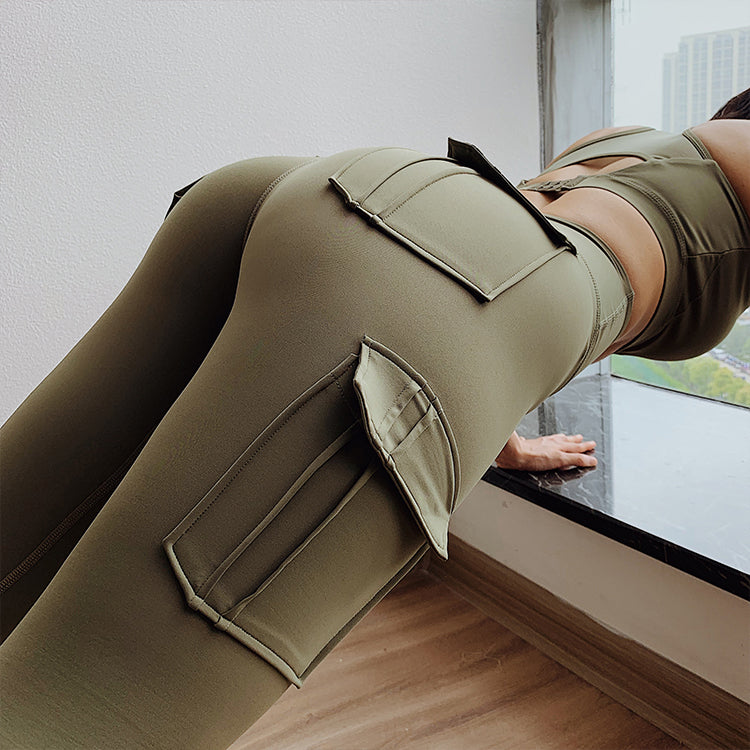 Leggings elásticos a la cadera con bolsillos leggings