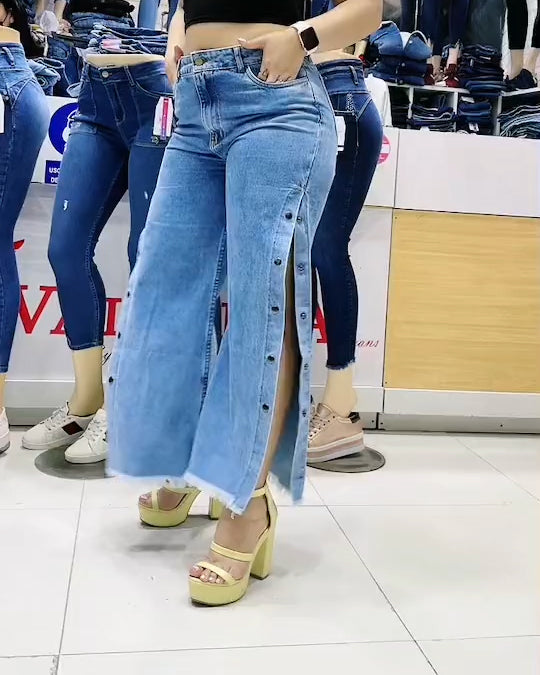 Jeans casuales sexy con abertura