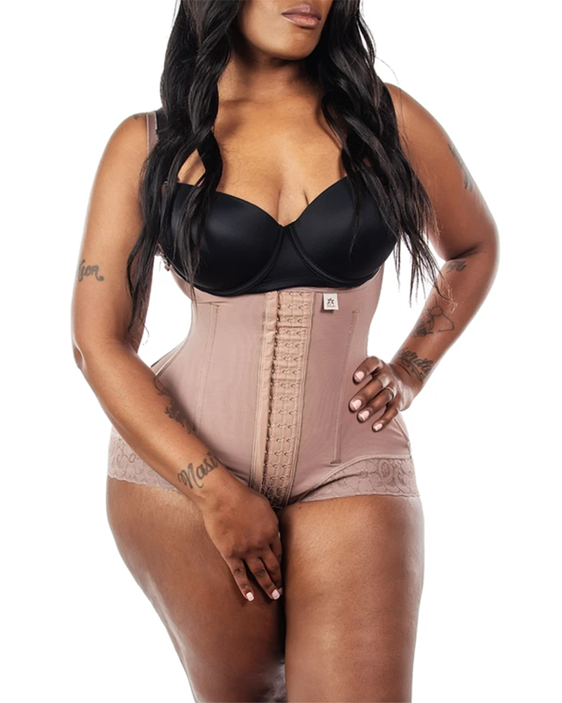 Underbust Eye N Hook Bodysuit Butt Lifting Corset Effect Shapewear Postpartum Recovery Belt Faja Adjustable Straps