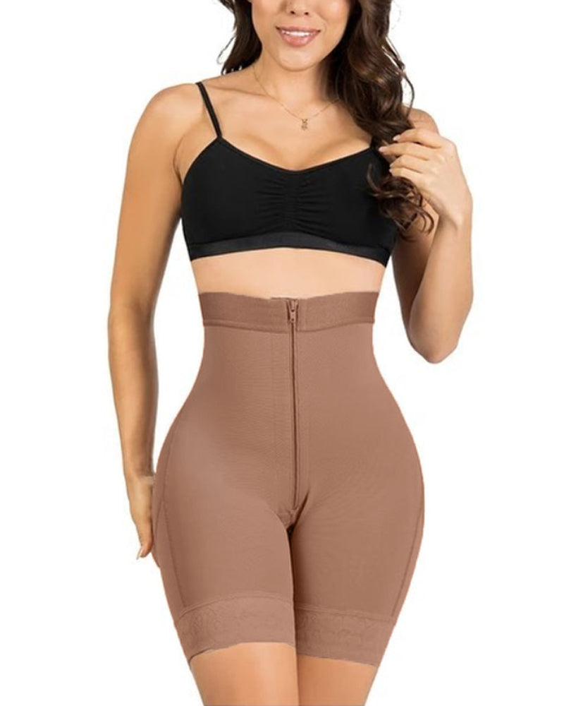 Womens High Waisted Butt Lifter Body Shaper Zipper Butt Pads Seamless 