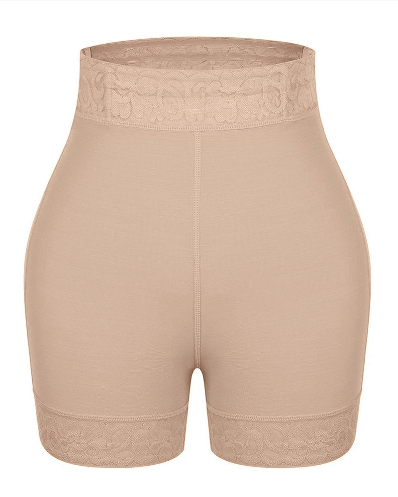 Mid-Waist Shaping Shorts Shapewear Panty With Anti-Rolling Lace Tummy 