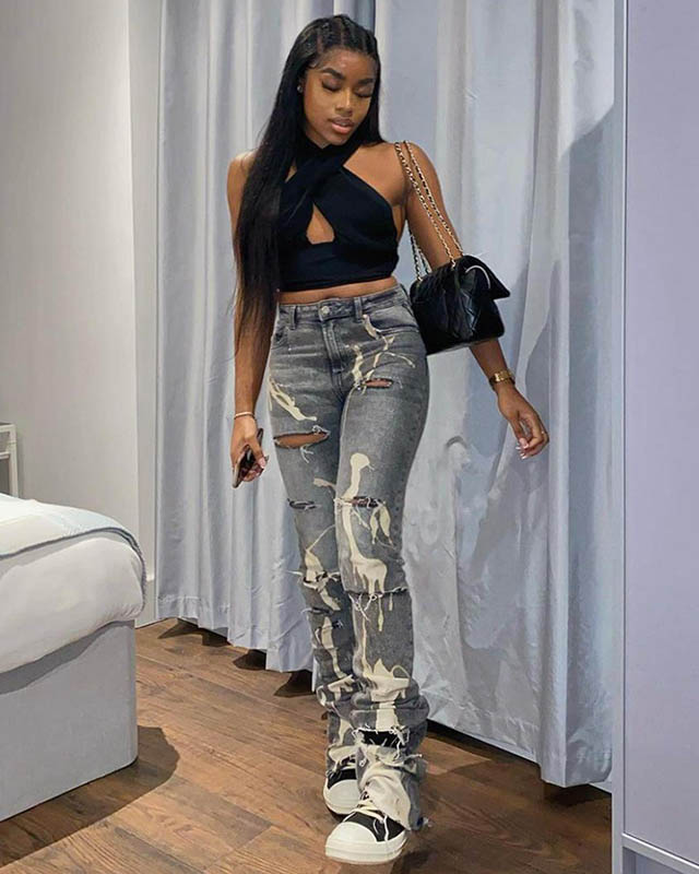 Vaqueros elásticos de tiro alto ajustados