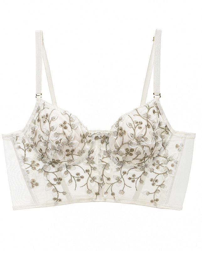 Sujetador de lencería francesa con superposición de hueso de acero y e