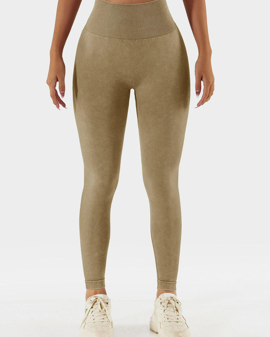 Leggings deportivos de tiro alto con lavado ácido