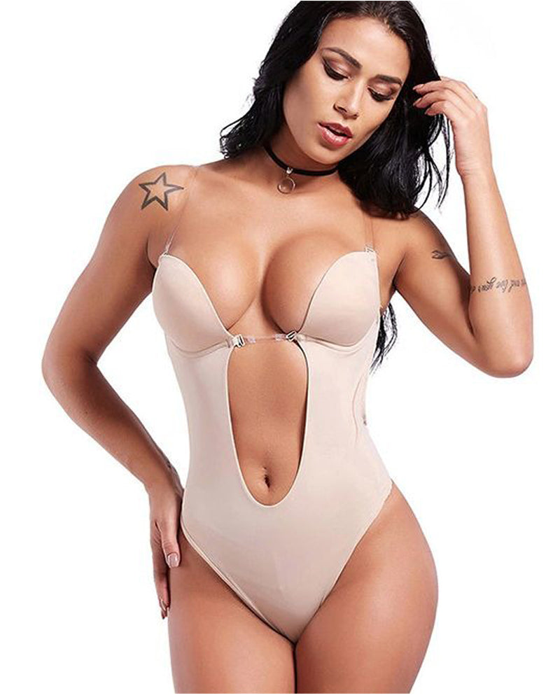 Women Plus Size Backless Shapewear Integrated Bra Body Shaper Seamless