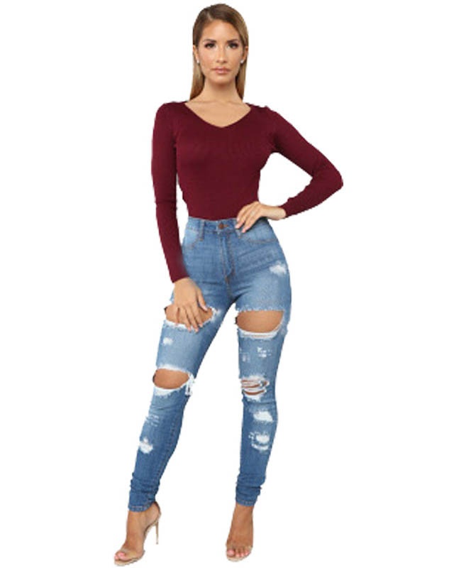 Vaqueros new wish rasgados europeos y americanos