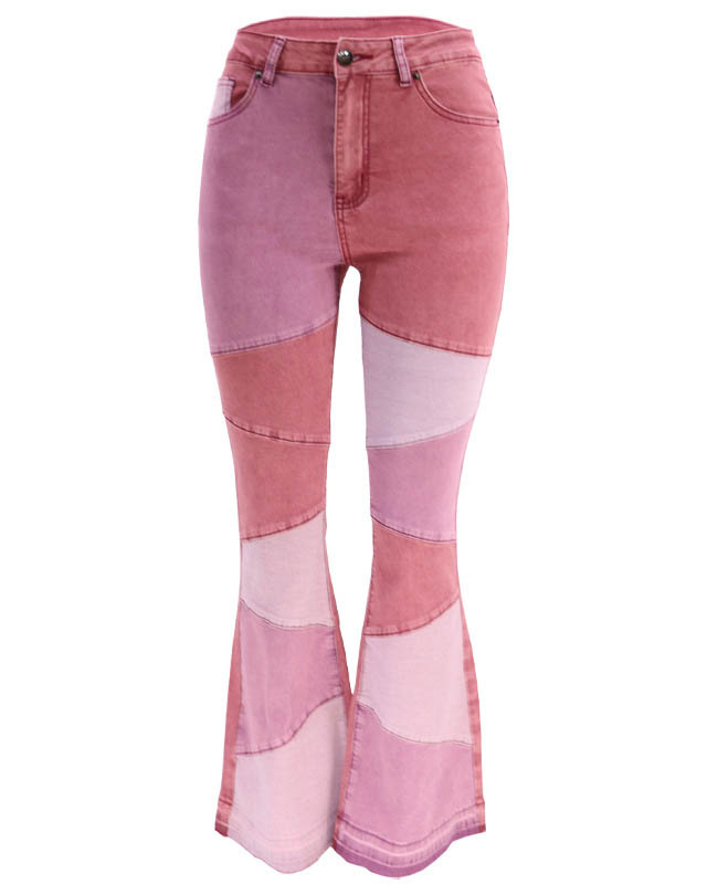 Vaqueros con costuras a la moda de pierna ancha para mujer