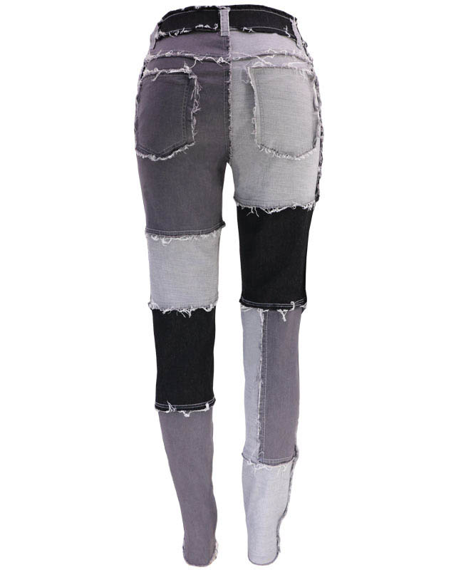 Pantalones de mezclilla de mujer superelásticos con cintura alta y bor