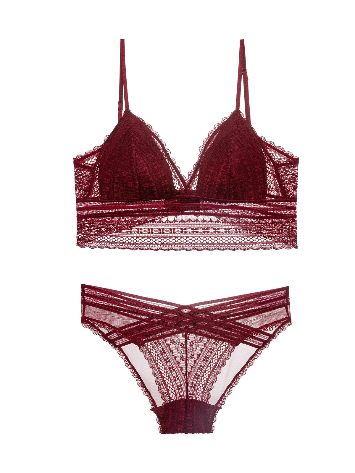 Sujetador inalámbrico sin espalda en forma de U de lencería de encaje 