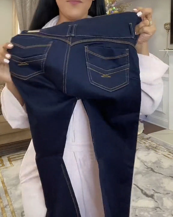 (Pre Sale)High Rise Curved Button Breasted Slimming Functional Skinny 