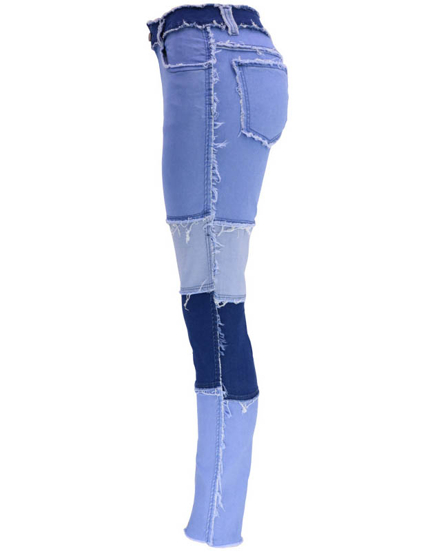 Pantalones de mezclilla de mujer superelásticos con cintura alta y bor