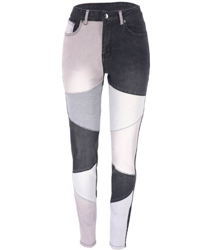 Pantalones de mujer de cintura alta de mezclilla lavada de algodón emp