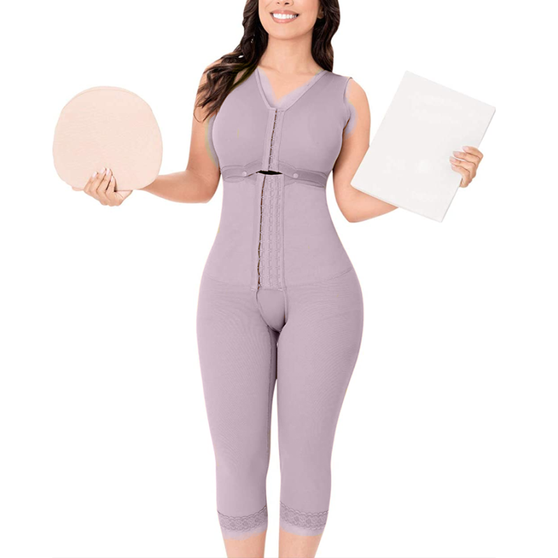 Women Shapewear Tummy Control Fajas Front Closure Full Body Shaper Weight Loss Postpartum Post Liposuction Bodysuit Adjustable Hook-eye Open Crotch