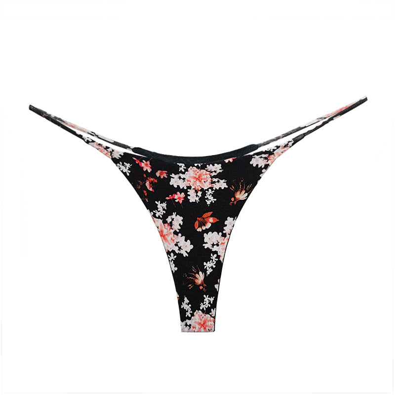 Tanga con espalda en t con estampado de leopardo para mujer