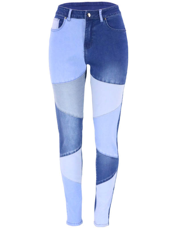 Pantalones de mujer de cintura alta de mezclilla lavada de algodón emp