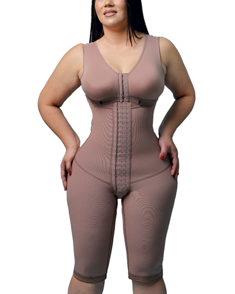 Women's Compression Shapewear Knee-length Girdle With Bra Slimming Bodysuit