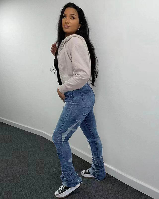 Vaqueros elásticos de tiro alto ajustados