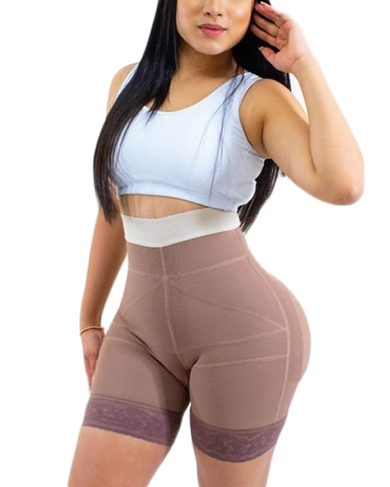Daily Life Use Double Pressure Shaping Shorts Slimming Fajas Lace Body Shaper Girdle