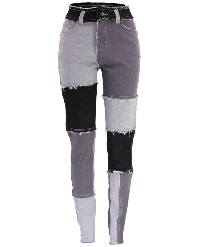 Pantalones de mezclilla de mujer superelásticos con cintura alta y bor