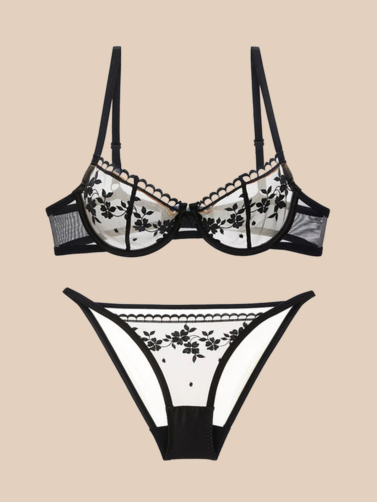 Conjunto de lencería bordada odillia