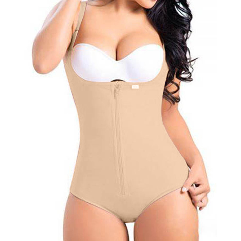 Women Postpartum Body Shaper With Zipper High Waist Cincher Flatten Abdomen Fajas