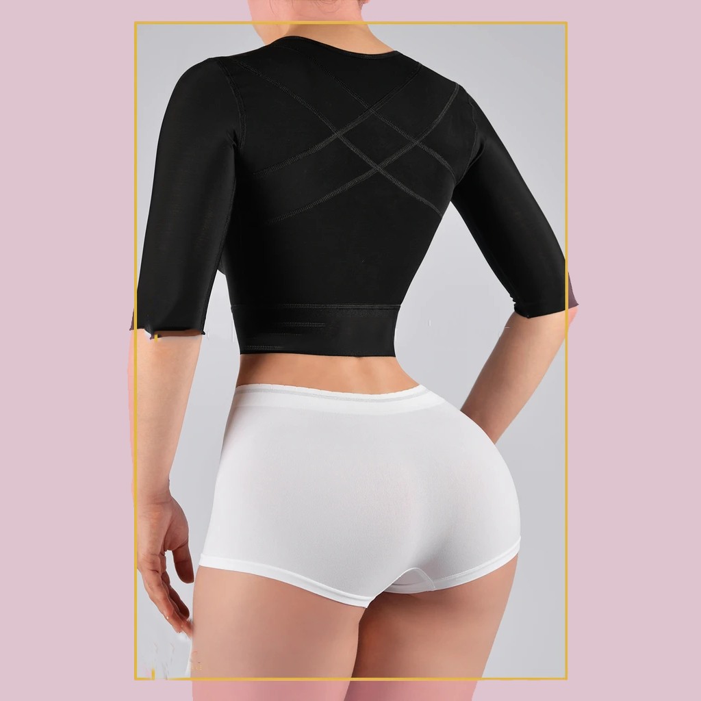 Top sin tirantes con capucha con botonadura en la manga media