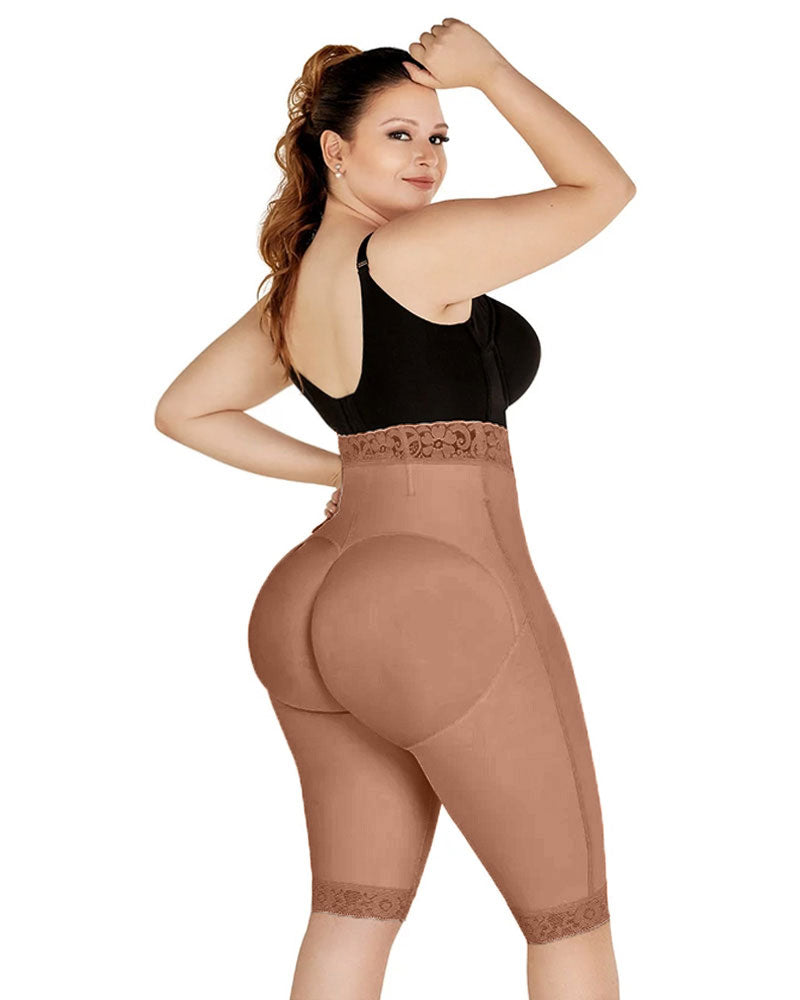Double Compression High-Waisted Butt Lifting Shorts Knee Short And Lif