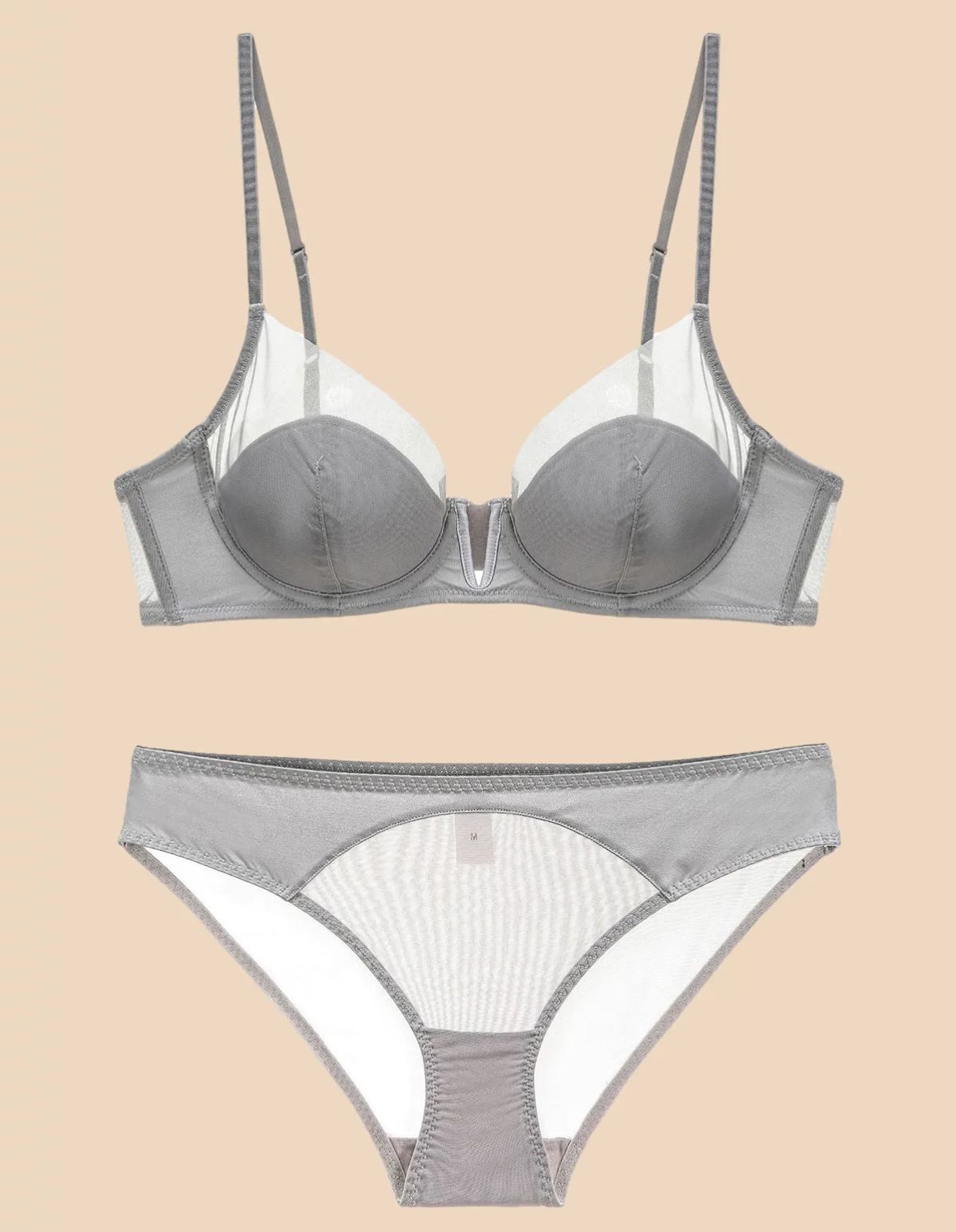 Conjunto de ropa interior de sujetador sexy de malla V