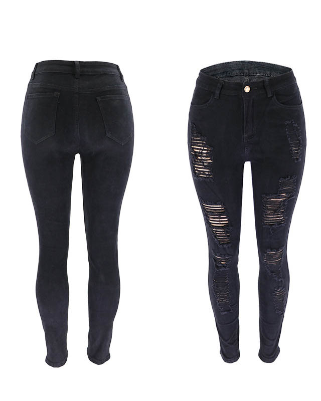 Vaqueros rasgados ajustados con realce de trasero para mujer