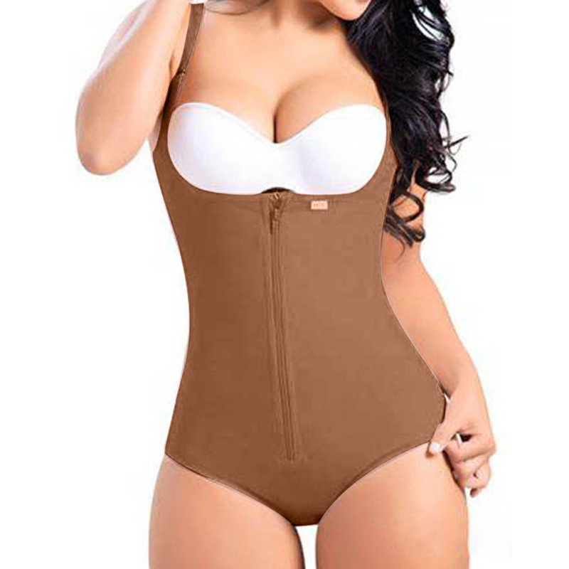 Women Postpartum Body Shaper With Zipper High Waist Cincher Flatten Abdomen Fajas