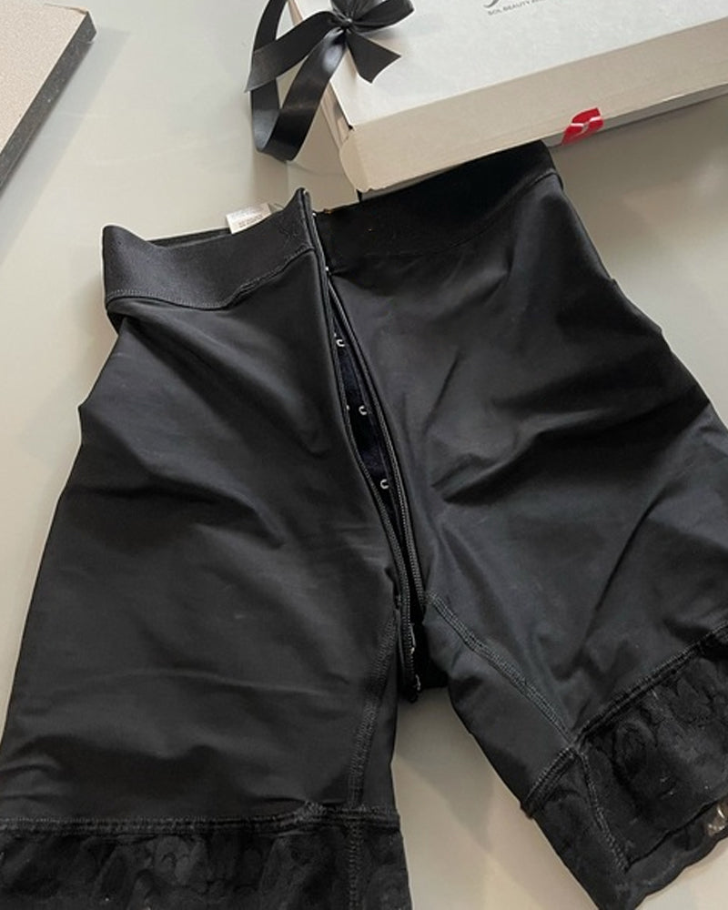 Pantalones cortos con cremallera y levantador de glúteos de doble comp